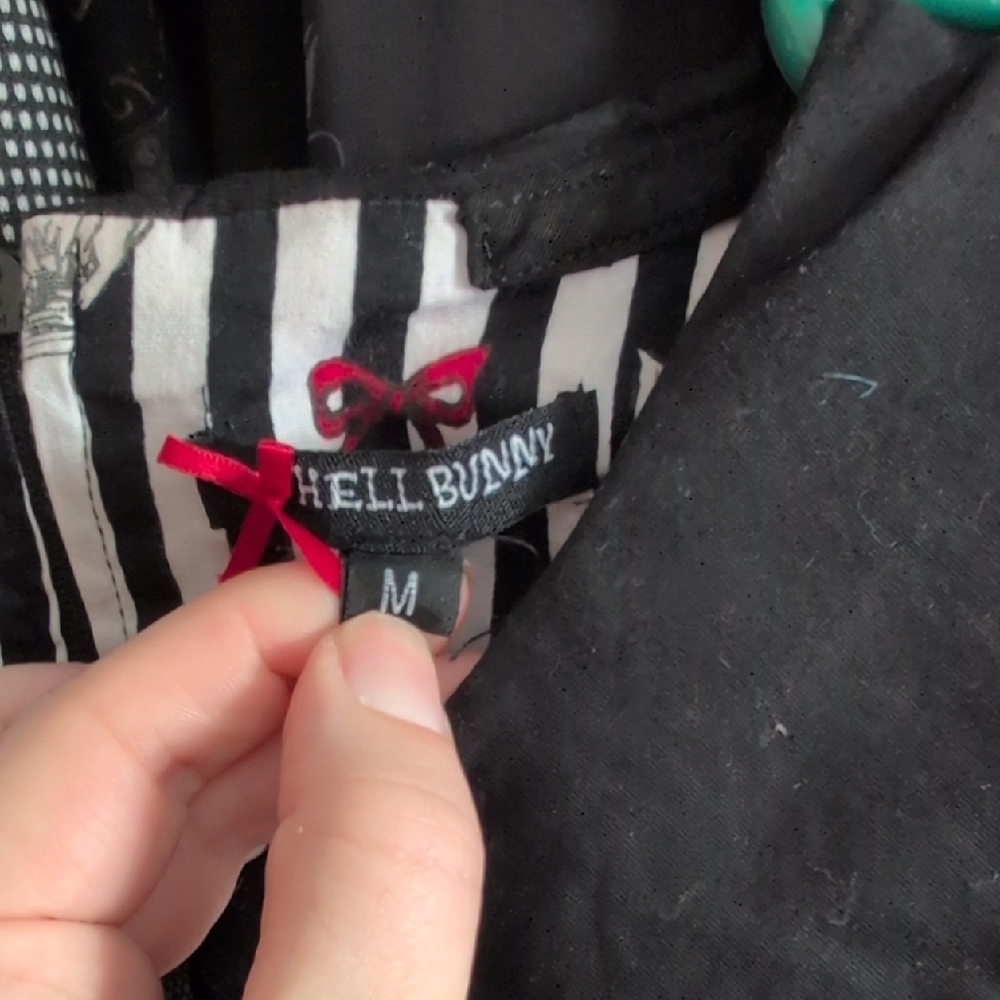 Striped Dress with Red Floral Accents - Picture 3 of 6